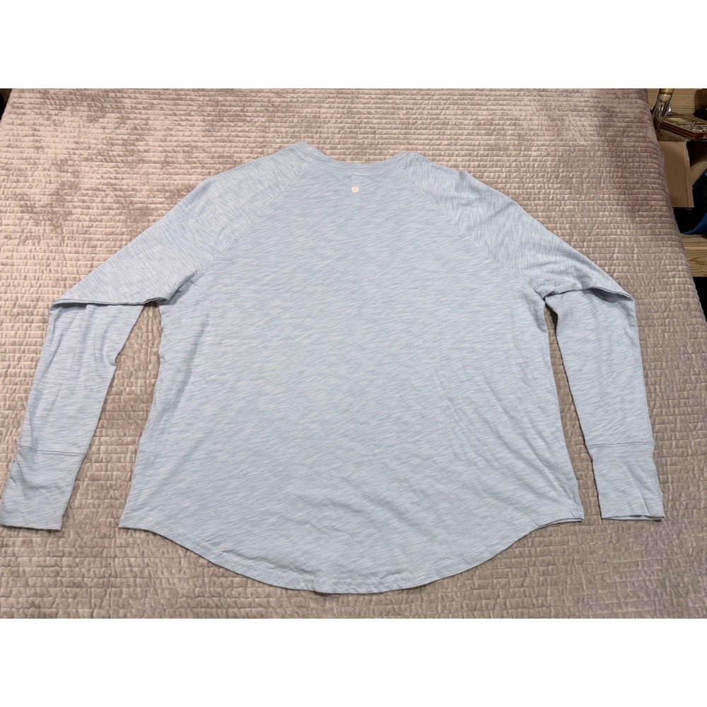 ZELLA Relaxed Washed Long Sleeve Slub Tee with Thumbholes Light Blue Size Large - Picture 2 of 4